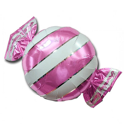 LA Balloons 18 inch PEPPERMINT CANDY W/ WRAPPER ENDS - PINK/ WHITE STRIPES Foil Balloon LAB568