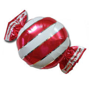 LA Balloons 18 inch PEPPERMINT CANDY W/ WRAPPER ENDS - RED/ WHITE STRIPES Foil Balloon LAB567