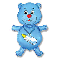 LA Balloons 37 inch BOTTLE BEAR - BLUE Foil Balloon LAB247-FM