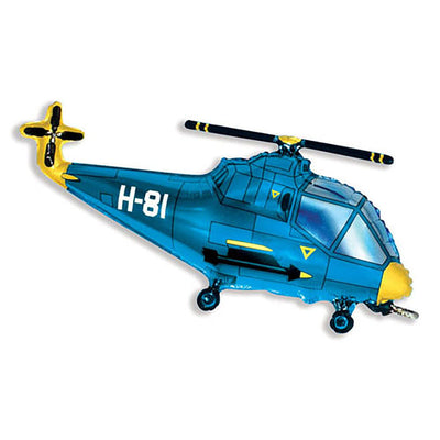 LA Balloons 38 inch HELICOPTER - BLUE Foil Balloon LAB272-FM