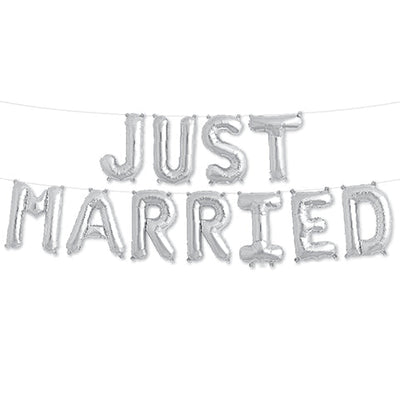 Northstar 16 inch JUST MARRIED KIT - SILVER (AIR-FILL ONLY) Foil Balloon 01291-01-N-P