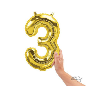Northstar 16 inch NUMBER 3 - NORTHSTAR - GOLD (AIR -FILL ONLY) Foil Balloon 00560-01-N-P