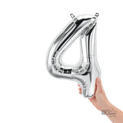 Northstar 16 inch NUMBER 4 - NORTHSTAR - SILVER (AIR -FILL ONLY) Foil Balloon 00436-01-N-P