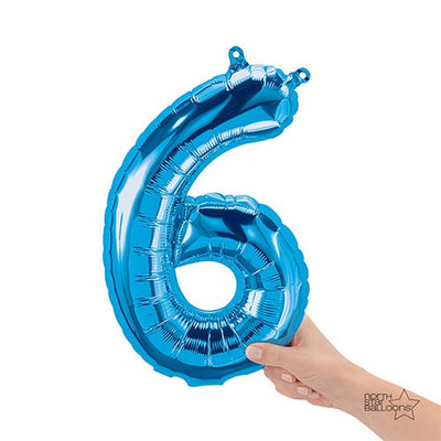 Northstar 16 inch NUMBER 6 - NORTHSTAR - BLUE (AIR -FILL ONLY) Foil Balloon 00458-01-N-P