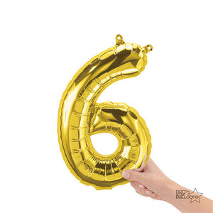 Northstar 16 inch NUMBER 6 - NORTHSTAR - GOLD (AIR -FILL ONLY) Foil Balloon 00563-01-N-P