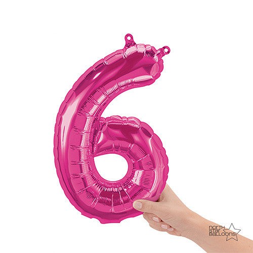 Northstar 16 inch NUMBER 6 - NORTHSTAR - MAGENTA (AIR -FILL ONLY) Foil Balloon 00448-01-N-P