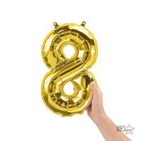 Northstar 16 inch NUMBER 8 - NORTHSTAR - GOLD (AIR -FILL ONLY) Foil Balloon 00565-01-N-P