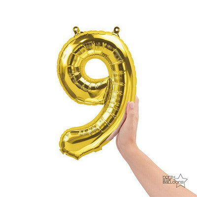 Northstar 16 inch NUMBER 9 - NORTHSTAR - GOLD (AIR -FILL ONLY) Foil Balloon 00566-01-N-P