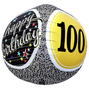 Northstar 17 inch SPHERE - 100TH BIRTHDAY MILESTONE Foil Balloon 01158-01-N-P