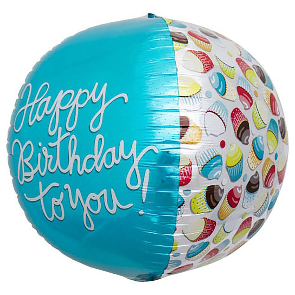 Northstar 17 inch SPHERE - HAPPY BIRTHDAY CUPCAKE Foil Balloon 01016-01-N-P