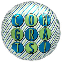 Northstar 18 inch CONGRATS BLUE GREEN STRIPE Foil Balloon 01059-01-N-P