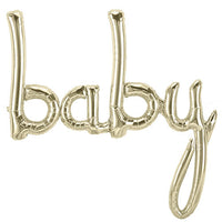 Northstar 46 inch BABY SCRIPT - WHITE GOLD (AIR-FILL ONLY) Foil Balloon 01335-01-N-P