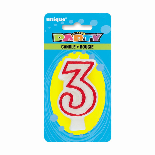 NUMBER 3 DELUXE SHAPE BIRTHDAY CANDLE - LA Balloons