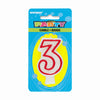 NUMBER 3 DELUXE SHAPE BIRTHDAY CANDLE - LA Balloons