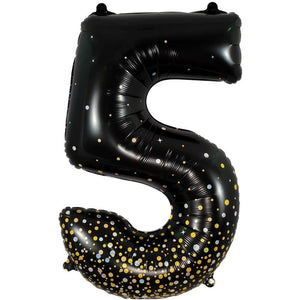 Oaktree 34 inch NUMBER 5 - OAKTREE - SPARKLING FIZZ HOLOGRAPHIC BLACK Foil Balloon 606951-O-P