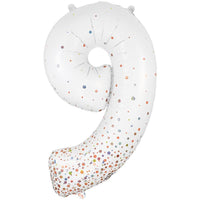 Oaktree 34 inch NUMBER 9 - OAKTREE - SPARKLING FIZZ HOLOGRAPHIC WHITE Foil Balloon 606890-O-P
