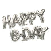 Party Brands 14 inch HAPPY B-DAY - SILVER (AIR-FILL ONLY) Foil Balloon 754551-PB
