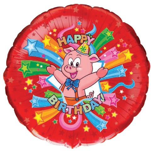 Party Brands 18 inch BIRTHDAY PIG Foil Balloon LAB472-FM