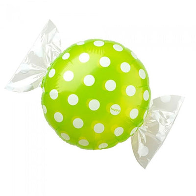 Party Brands 18 inch CANDY W/ WRAPPER ENDS - GREEN W/ WHITE POLKA DOTS Foil Balloon LAB601