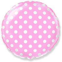 Party Brands 18 inch CIRCLE - BABY PINK WITH WHITE POLKA DOTS Foil Balloon 311433-PB-U