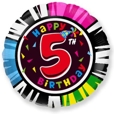 Party Brands 18 inch HAPPY BIRTHDAY - FIVE Foil Balloon LAB489-FM