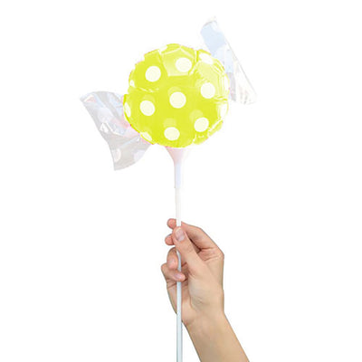 Party Brands 4 inch CANDY - YELLOW POLKA DOTS (AIR-FILL ONLY) Latex Balloons R1490-LAB