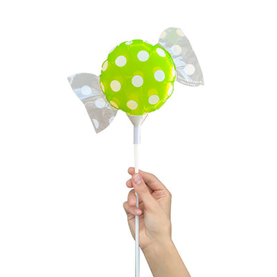 Party Brands 4 inch HANDHELD CANDY - GREEN POLKA DOTS (AIR-FILL ONLY) Foil Balloon 06323-LAB
