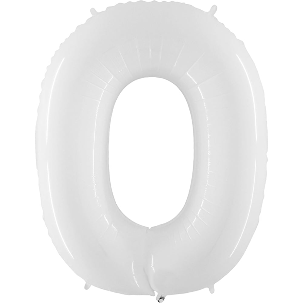 Party Brands 40 inch NUMBER 0 - WHITE Foil Balloon 15809-G-U