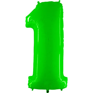Party Brands 40 inch NUMBER 1 - LIME GREEN Foil Balloon 11689-G-U