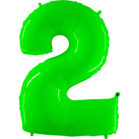 Party Brands 40 inch NUMBER 2 - LIME GREEN Foil Balloon 16035-G-U