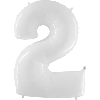 Party Brands 40 inch NUMBER 2 - WHITE Foil Balloon 15953-G-U