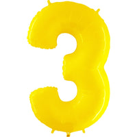 Party Brands 40 inch NUMBER 3 - YELLOW Foil Balloon 16103-G-U