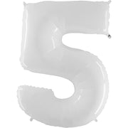 Party Brands 40 inch NUMBER 5 - WHITE Foil Balloon 16257-G-U