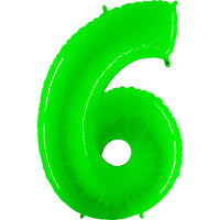 Party Brands 40 inch NUMBER 6 - LIME GREEN Foil Balloon 16431-G-U