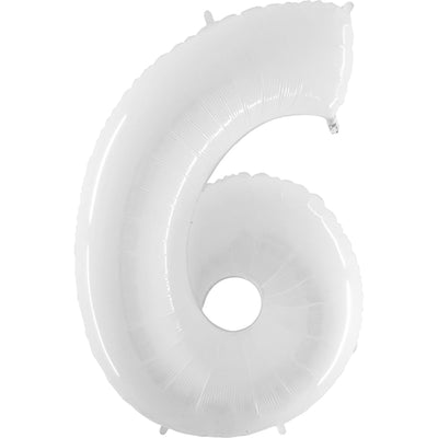 Party Brands 40 inch NUMBER 6 - WHITE Foil Balloon 16356-G-U