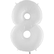Party Brands 40 inch NUMBER 8 - WHITE Foil Balloon 14383-G-U