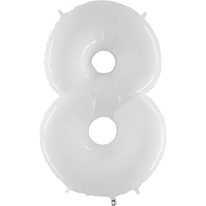 Party Brands 40 inch NUMBER 8 - WHITE Foil Balloon 14383-G-U