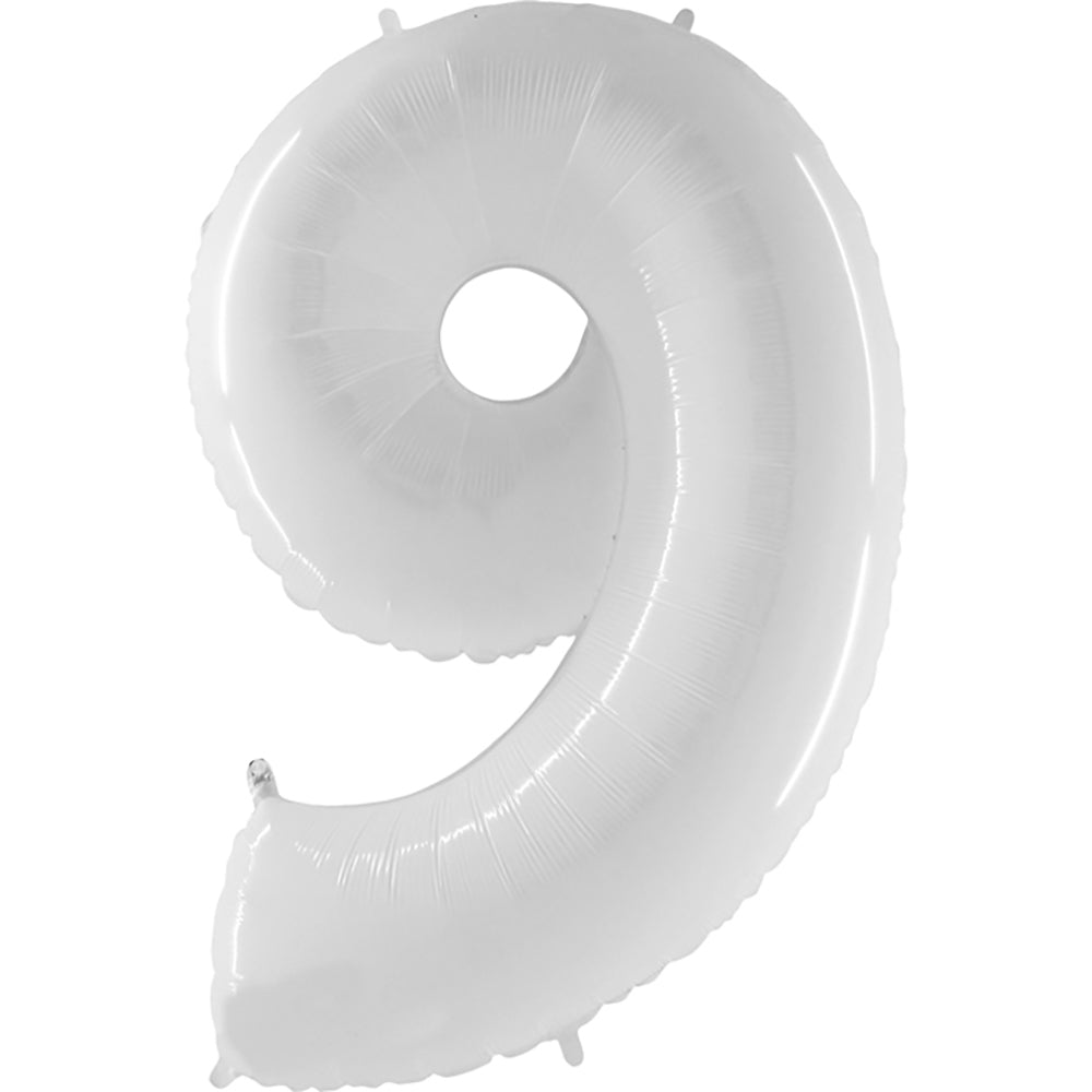Party Brands 40 inch NUMBER 9 - WHITE Foil Balloon 16615-G-U