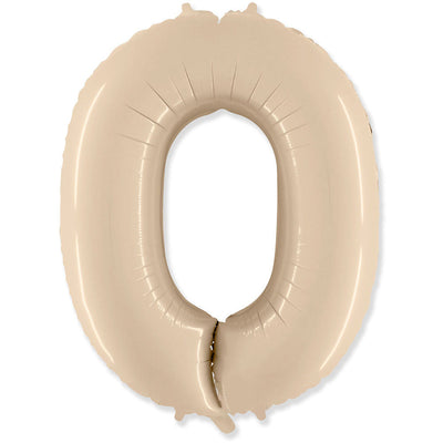 Party Brands 42 inch NUMBER 0 - PARTY BRANDS - SATIN CREAM Foil Balloon 315882-PB-U