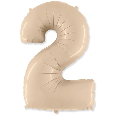 Party Brands 42 inch NUMBER 2 - PARTY BRANDS - SATIN CREAM Foil Balloon 315905-PB-U