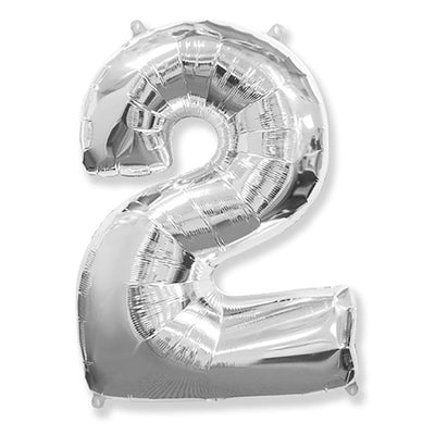 Party Brands 42 inch NUMBER 2 - SILVER Foil Balloon LAB364-FM