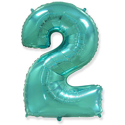 Party Brands 42 inch NUMBER 2 - TEAL Foil Balloon LAB660-FM