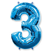 Party Brands 42 inch NUMBER 3 - BLUE Foil Balloon LAB385-FM