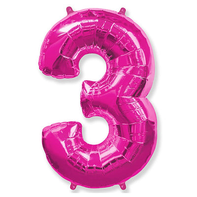 Party Brands 42 inch NUMBER 3 - FUCHSIA Foil Balloon LAB395-FM
