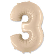 Party Brands 42 inch NUMBER 3 - PARTY BRANDS - SATIN CREAM Foil Balloon 315912-PB-U