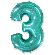 Party Brands 42 inch NUMBER 3 - TEAL Foil Balloon LAB661-FM