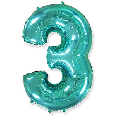 Party Brands 42 inch NUMBER 3 - TEAL Foil Balloon LAB661-FM
