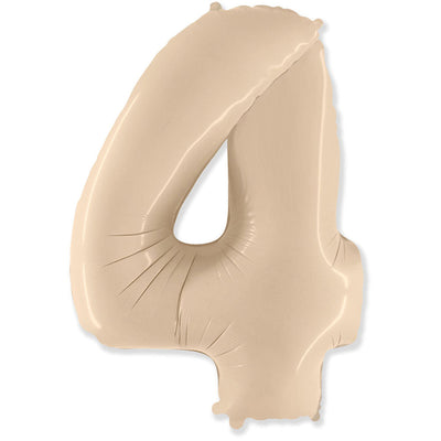 Party Brands 42 inch NUMBER 4 - PARTY BRANDS - SATIN CREAM Foil Balloon 315929-PB-U