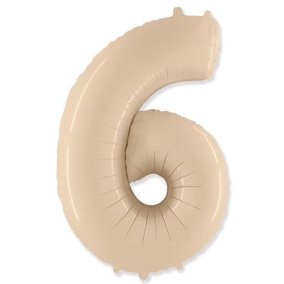 Party Brands 42 inch NUMBER 6 - PARTY BRANDS - SATIN CREAM Foil Balloon 315943-PB-U