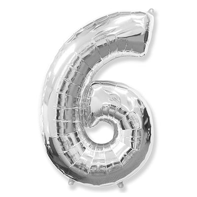 Party Brands 42 inch NUMBER 6 - SILVER Foil Balloon LAB368-FM
